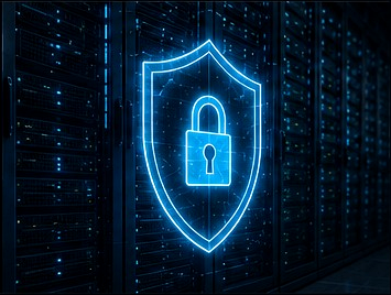 Secure data center server room with digital lock
